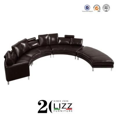 Modern Italian New C Shape Living Room Plain Leather Sofa