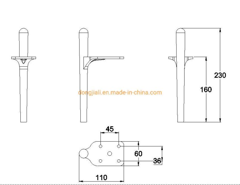 Furniture Hardware Sofa Legs Aluminum Alloy Black Cabinet Parts