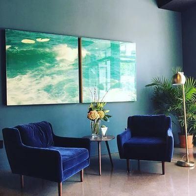 Nordic Marine Blue Velvet Armrest Sofa Couch Living Room Modern Fabric Sofa