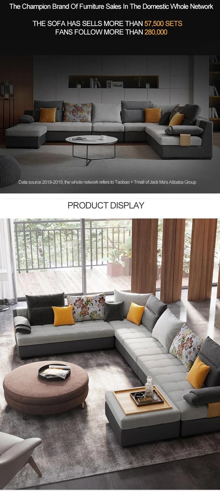 Linsy New L Shaped Sectional Modern Set Fabric Corner Sofa 996