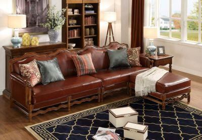 American Style/ Leather/ Rubber Wood Sofa