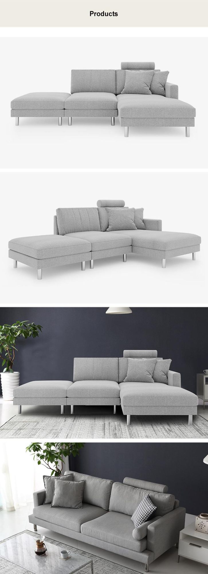 Fashion Design with Armrest High Back Living Room Sofa Top Fabric Modular Sofa