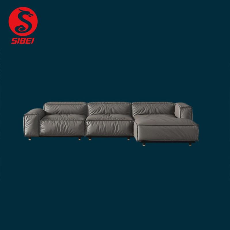 Modern Home Furniture Living Room Wooden Modular Leather Corner Sofa