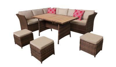 Outdoor Garden Sofa Patio Rattan Furniture Sofa Set with Stool