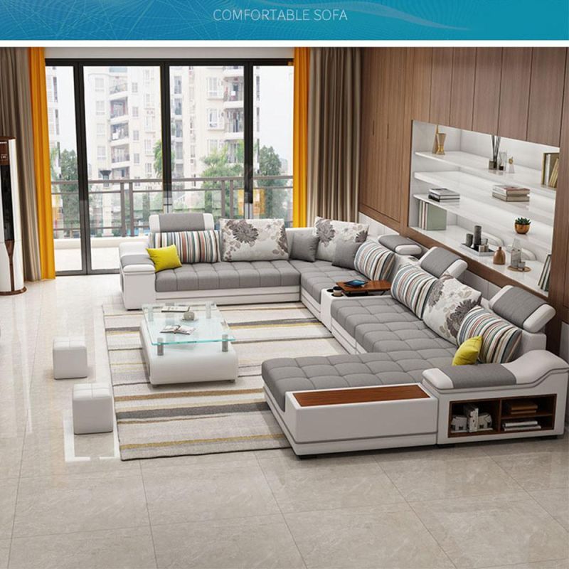 Wholesale Factory Price Soft Cushion Wood Sofa U Shape Sofa