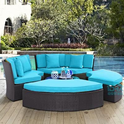 Outdoor Rattan Bed Outdoor Sofa Bed Outdoor Leisure Round Bed Swimming in Courtyard