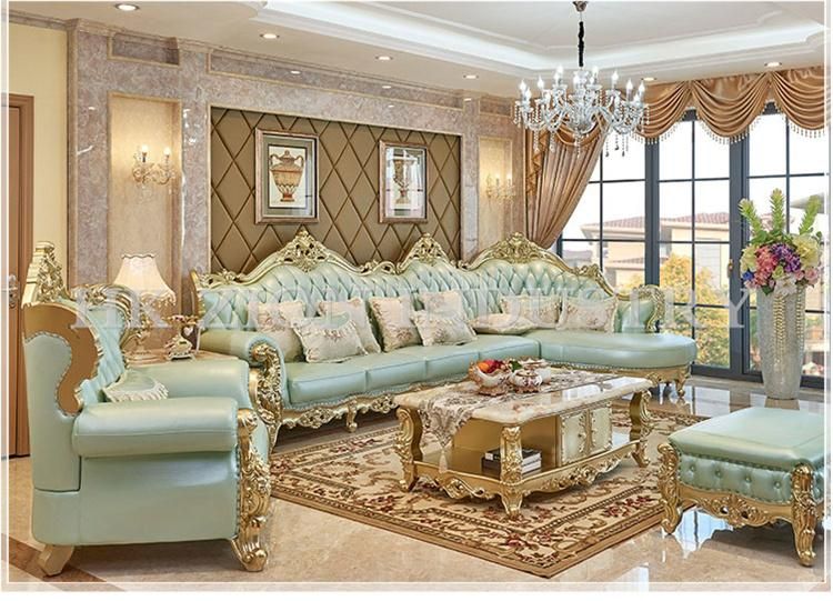 High Quality Modern Royal Palace Furniture European Style Home Furniture Living Room Sofa Sectional Sofa Living Room Furniture Gold Frame Sofa