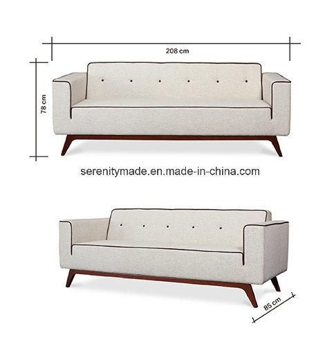 Modern Minimalist Style Wooden Legs Fabric Lounge Sofa for Cafe