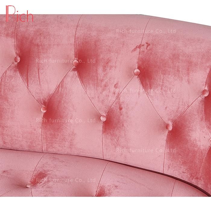 Modern Lobby Furniture Chesterfield Design One Seater Velvet Sofa