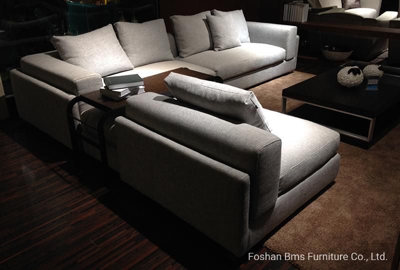 China Home Furnituer Cotton Linen Fabric L Shape Corner Sofa