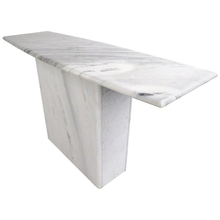 Natural White Calacatta White Marble Stone 6 Seater Dining Table Design