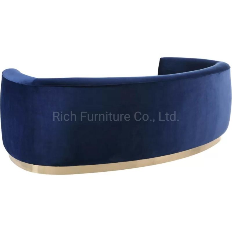 European Style Luxury Classic Lounge Blue Velvet Sofa for Bedroom Relaxing