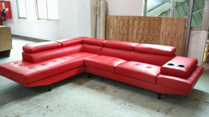 Modern PU Sectional Sofa with Adjustable Headrest and Kd Construction for Home Furniture