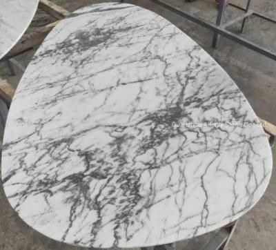 Dia 24 Inches Round Italian Bianco Carrara White Marble Table Tops