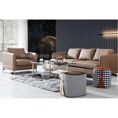 Living Room Furniture Metal Frame Leather Sofa for Hotel Bedroom