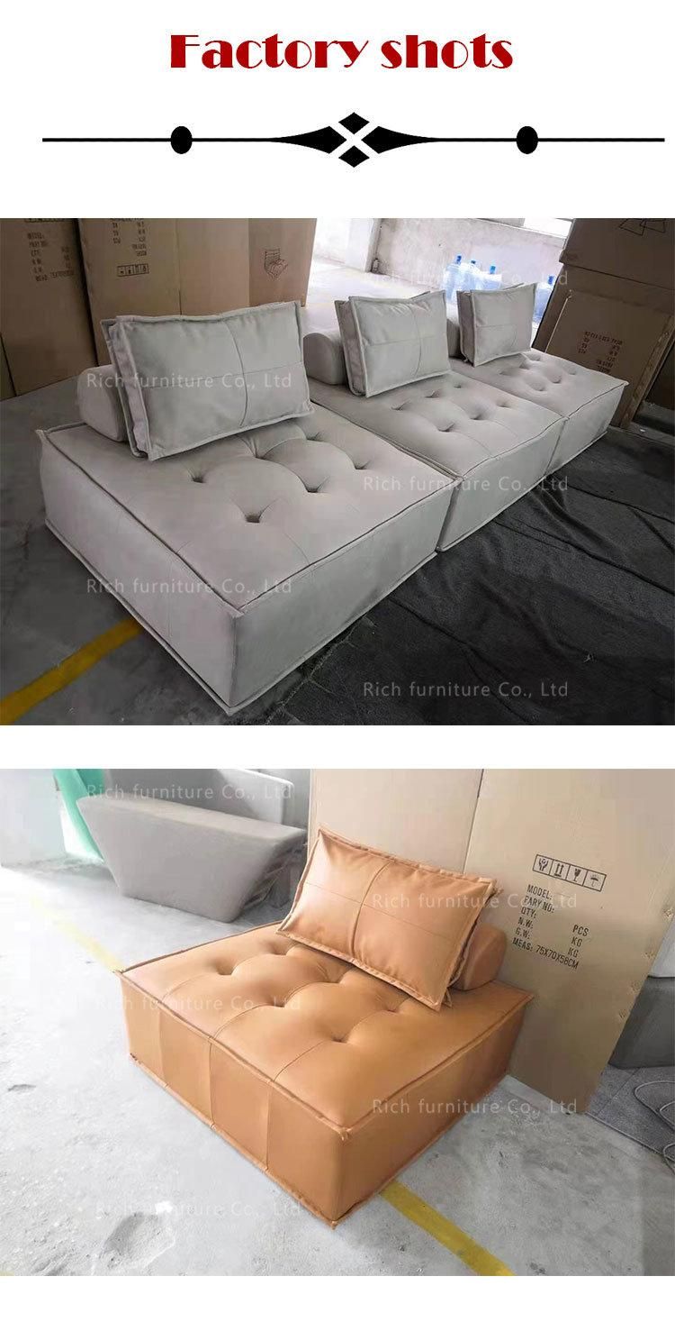 Modern Apartment Space Saving Velvet Sectional Square Sofa