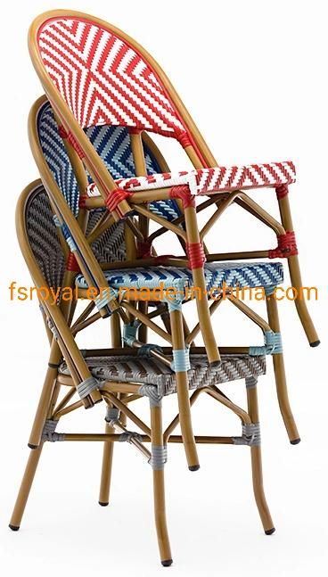 Synthetic Rattan Bamboo Look Chair Comfortable Single Sofa Chair in Blue Color