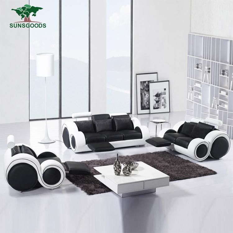 Fashion Design Wheel Look Genuine Leather Sofa Set for Sale