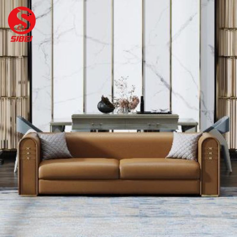 Chinese Furniture Genuine Leather Modern Design Home Living Room Sofa