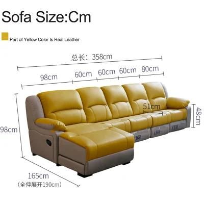 Electronic Recliner Functional Sofa New Model Leather Button Control Sectional Sofa with Cup Holder