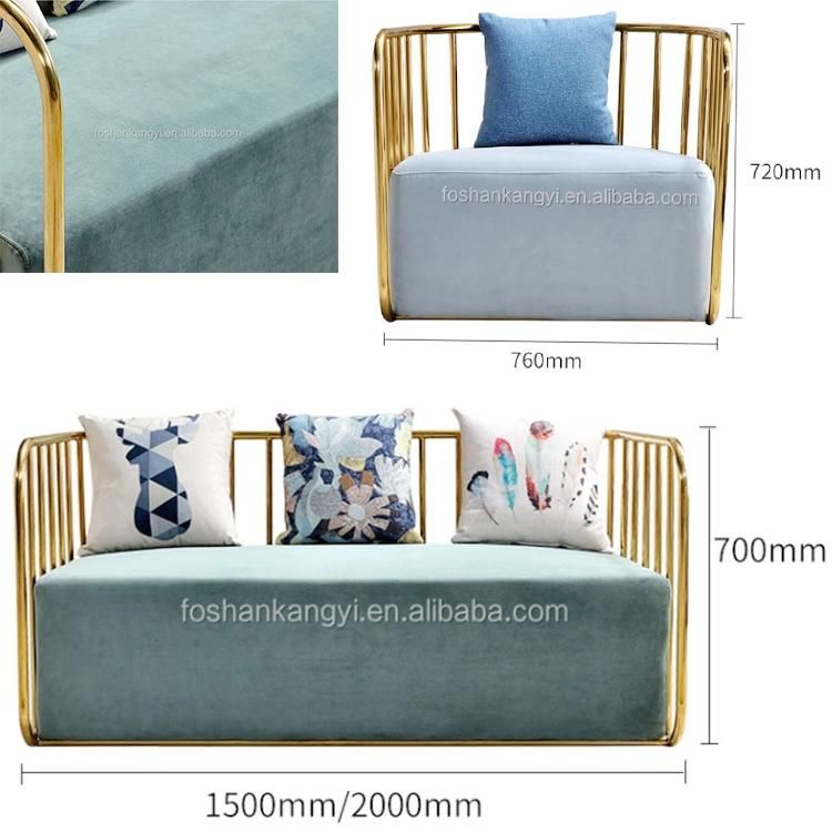 Modern Luxury Fabric Art Metal Stainless Steel Combination Sofa Living Room Combination Sofa Set Furniture
