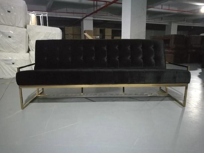 Wedding Event Hire Brass Gold Frame Velvet Lounge Couch Sofa