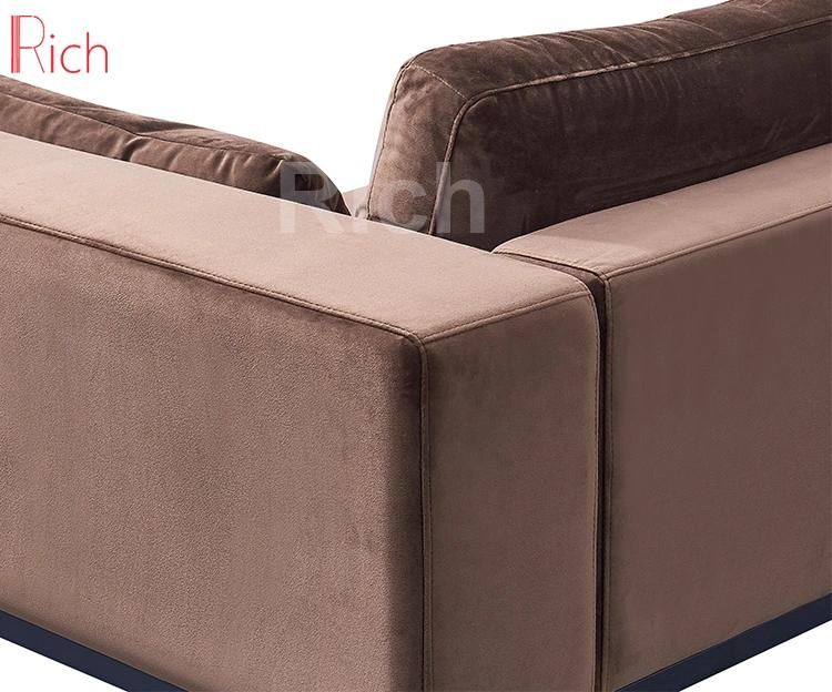 Metal Legs Brown Velvet Upholstery Loveseat Sofa Furniture