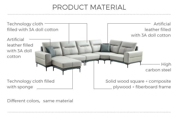 Hot Down with Armrest Corner Sectional L Shape Furniture Genuine Leather Sofa Tbs061