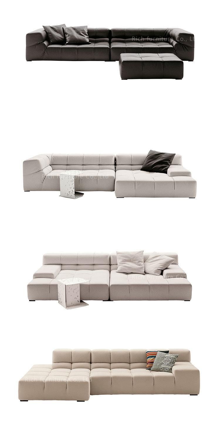 Contrasting Color Fabric Lounge Sofa Sectional L Shaped Living Room Large Corner Sofa