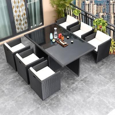 Outdoor Rattan Sofa Combination Balcony Leisure Rattan Chair Outdoor Garden Terrace Courtyard Living Room Imitation Rattan Furniture