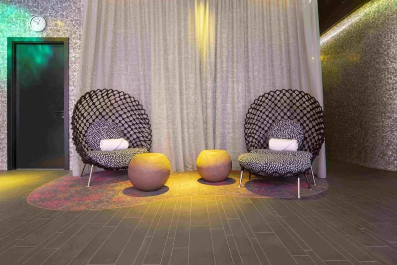 Hotel Living Room Velvet Upholstery Curved Sofa with Creative Center Coffee Table