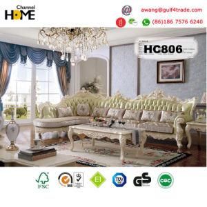 European Antique Furniture L Shape Wood Sofa (HC806)