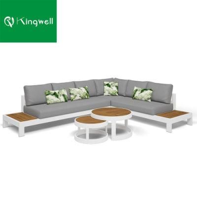 Garden Corner Sofa Set Outdoor Furniture Leisure Aluminum Sofa with Teak for Project