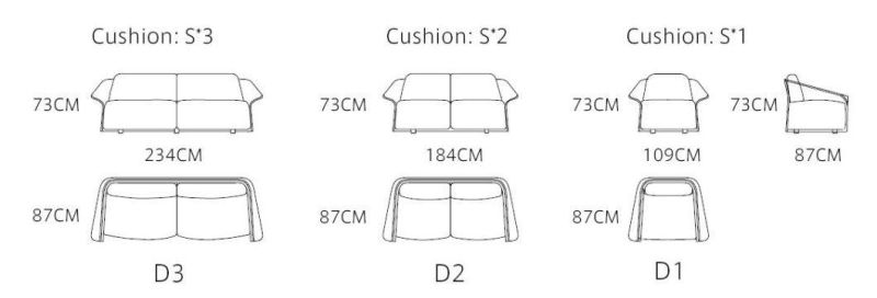 Wing Back Leather Fabric Modern Living Room Furniture Sofa