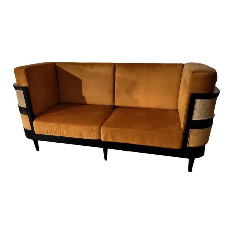 Retro Style Rattan Wicker Restaurant Wicker Couch Sofa