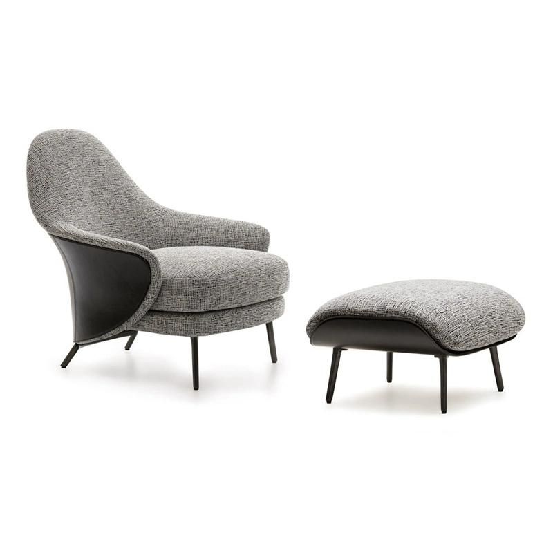 Nova Fabric Sofa Cover Living Room Furniture Sofa Chair Lounge Chair with Footstool