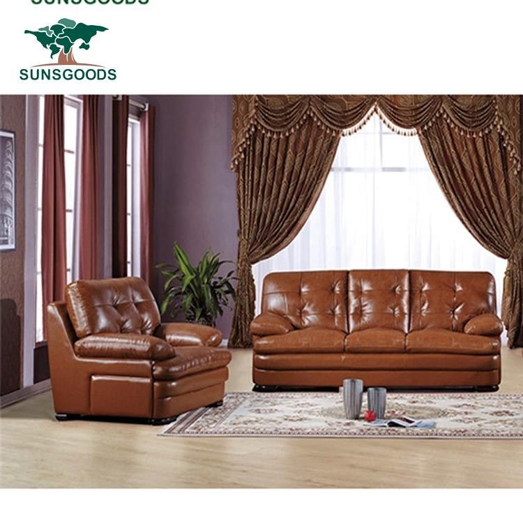 High Quality Tufted Genuine Leather Couches for Living Room