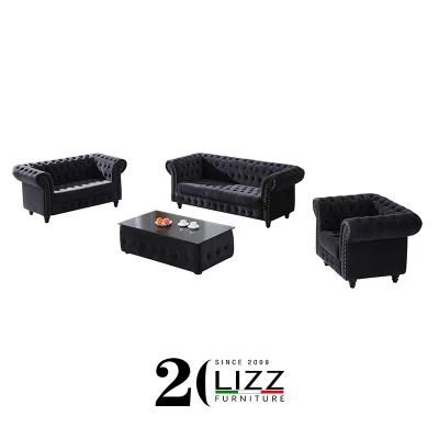 European Style Luxury Living Room Furniture Elegant Chesterfield Fabric Sofa Set