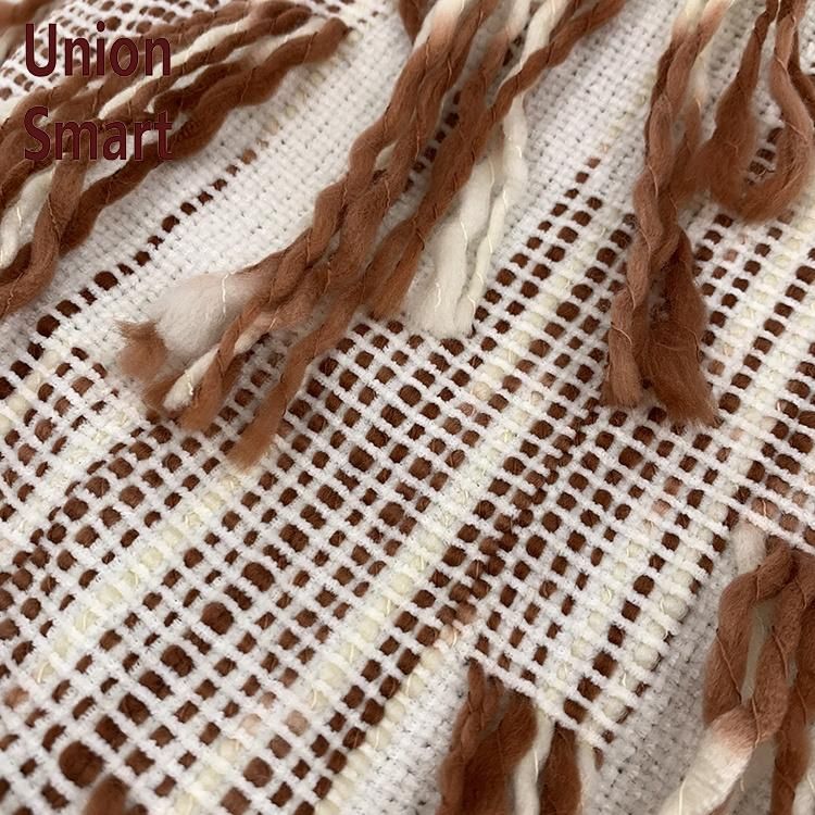 100% Acrylic Woven Fringed Throw Blanket for Sofa Set