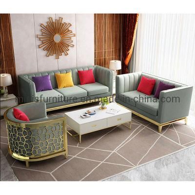 (MN-HSF015) Luxury Hotel Lobby/Home Living Room Genuine Leather Sofa Furniture