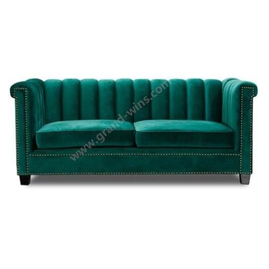 Living Room Pleated Back Sofa Fabric Couch