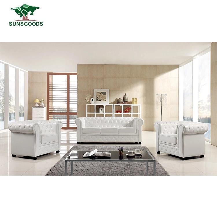 Best Selling Buttons Chesterfield Genuine Leather Sofa