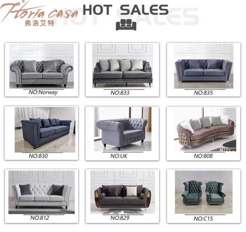 High Class Home Furniture Living Room Luxury Chesterfield Velvet Fabric Sofa