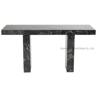 Home Entry Marquina Black Marble Stone Table Tops Long Custom Design Console Table