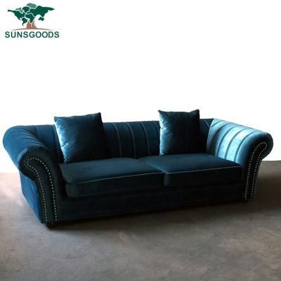 2021 Latest Hotel Project American Design Sofa Furniture Chesterfield Armchair, Upholstery Sofa Fabric, Velvet Tufted Sectional Sofa