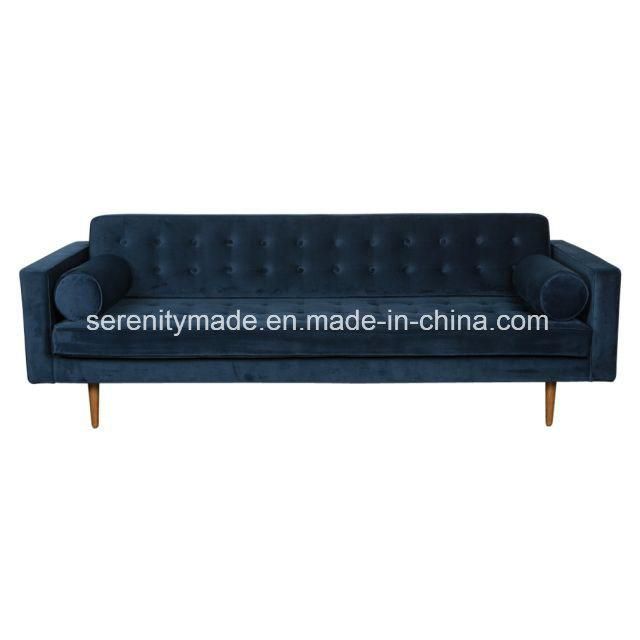 Modern Living Room Furniture Blue Button Tufted Velvet Sofa
