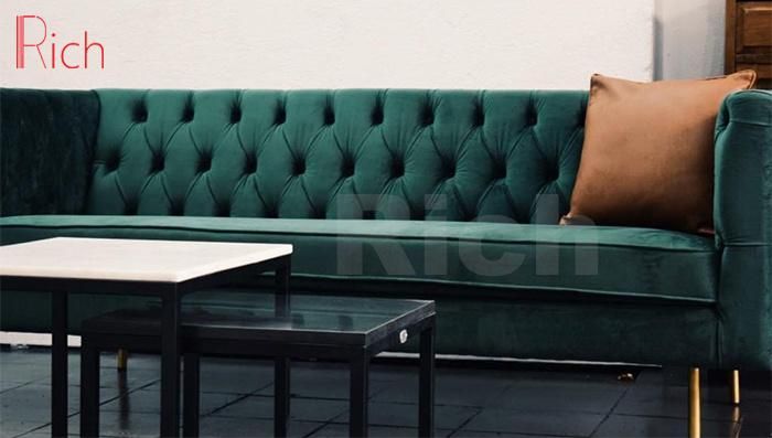 Modern Couch Living Room Furniture Green Velvet Sofa with Bench