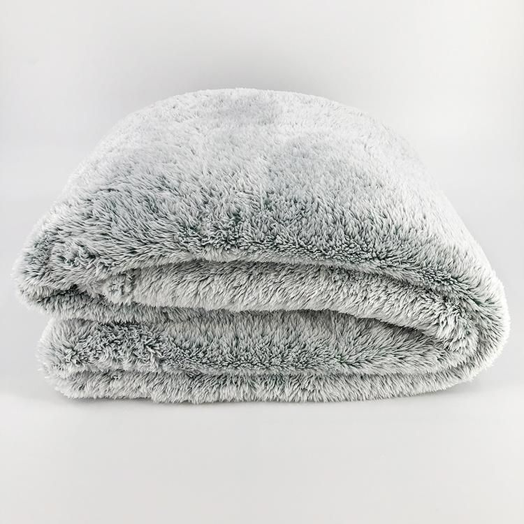 Super Soft 100% Polyester Green Plush Fuzzy Sofa Bedding Fluffy Fleece Fur Blanket