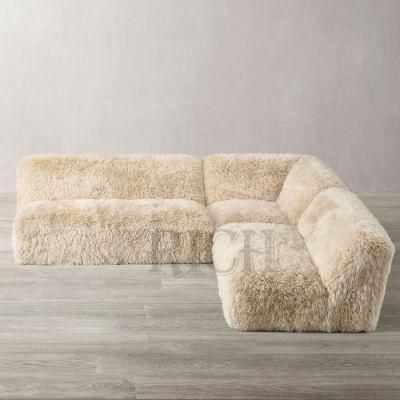 Modern Furniture Sectional Sofa Modular Fluffy L Shaped Couch Fur Corner Sofa
