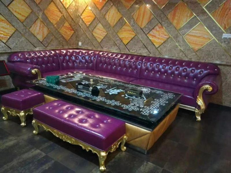 Customized PU Leather Club Bar Sectional Sofa in Black Color U Shaped KTV Sofa for Nightclub